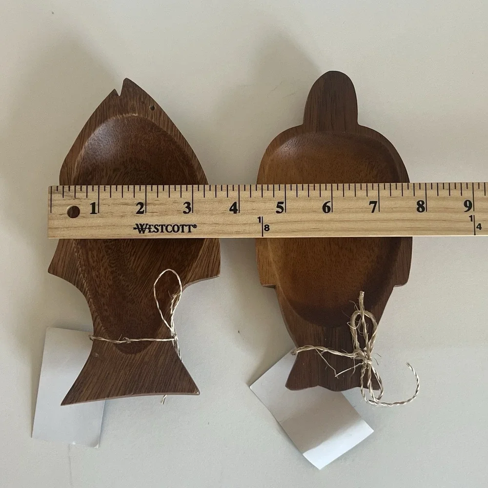 Vintage Set Of 2 Hand Carved Monkey Pod Wood Small Bowl Trinket Nut Serving Dish